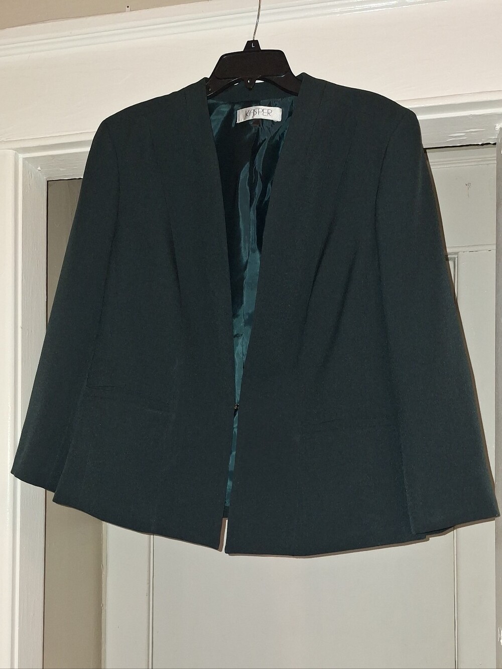 Kasper Dark Green Open-Front Suit Jacket